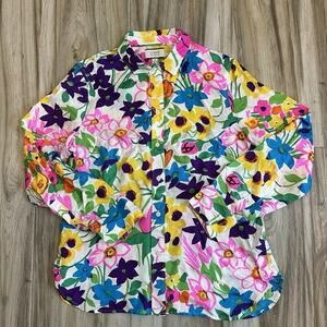 J.Crew Collection 12 Women‎ Spring Silk Floral Button Down Shirt Bold Career